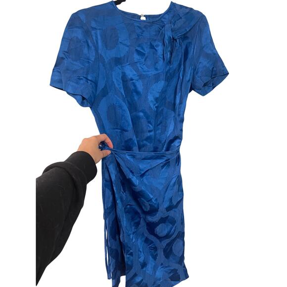 Isabel Marant 10 Jacquard Mini Wrap Dress $595 Short Sleeve Bright Royal Blue 42 - Picture 6 of 16